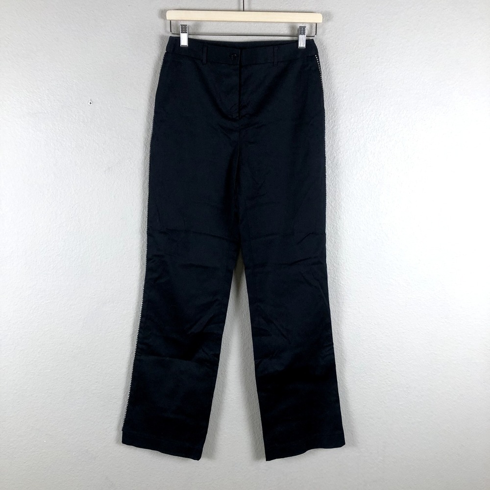 Supply & Demand Pants Womens 6 Black Satin Rhinestone Embellished Trouser Dressy
